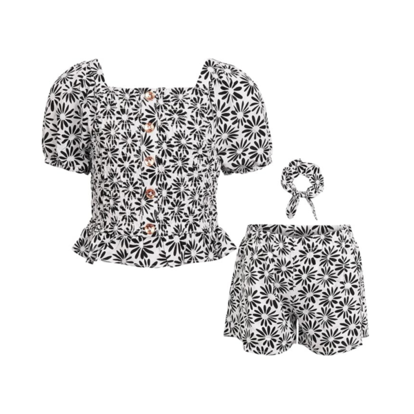 11 Black Bloom Short Set