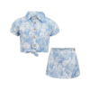 13 Blue Floral Skirt Set