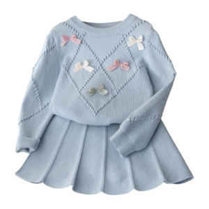 Blue Sweater Skirt Set